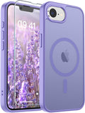 SUPFINE Magnetic for iPhone 17e Case/iPhone 16e Case (Compatible with MagSafe) (Military Grade Drop Protection) Slim Translucent Matte Shockproof with Anti-Fingerprint Phone Case,Purple