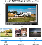 ZEROXCLUB Digital Wireless Backup Camera System Kit, IP69K Waterproof Wireless 2 Rear View Camera + 7’’ LCD Dual Split Monitor for RV/Truck/Bus/Camper/Trailer (WX02)
