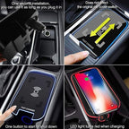 Wireless Car Charger Compatible with Volvo XC90 XC60 S90 S60 V90 V60 2024-2016, Center Console Accessory Panel, 15W Qi Fast Charging with USB QC3.0 Ports