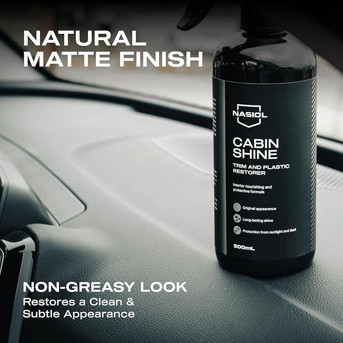 Nasiol CabinShine | Interior Trim Protectant Spray for Car– Restores Faded Trim, Plastic, Vinyl & Rubber – UV Protection, Dust & Grime Repellent, Non-Greasy, Water-Resistant – 16.9 oz
