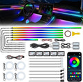 Dreamcolor Acrylic Interior Car LED Strip Light with Wireless APP, RGB 22 in 1 with 175 inches 600 LEDs Fiber Optic Car Ambient Lighting Kits, Music Sync Function Neon LED Strip for Car Accessories