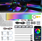 Dreamcolor Acrylic Interior Car LED Strip Light with Wireless APP, RGB 22 in 1 with 175 inches 600 LEDs Fiber Optic Car Ambient Lighting Kits, Music Sync Function Neon LED Strip for Car Accessories