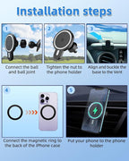 PZK Car Phone Mount for Toyota Tacoma 2016 2017 2018-2022 2023 Accessories Custom Air Vent Phone Holder Magnetic 15W Fast Wireless Charger Hands Free 360° Rotation Cell Phone Automobile Cradles