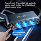 EUGIZMO 12V Cigarette Lighter Socket Splitter, 200W 3 Socket Multi Port Car Cigarette Lighter Adapter Plug Splitter USB Charger Auxiliary 12 Volt Power Outlet with Eyelet Terminal