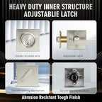 Front Door Handle Set with Deadbolt, Door Levers and Single Cylinder Deadbolt Set, Keyed Alike Heavy Duty Keyed Privacy Handles Locksets,(Satin Nickel,2Pack)