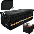 Car Trunk Organizer with Cooler Bag, 90L Portable Trunk Cargo Organizer for SUV Truck Sedan, 3 Compartments Collapsible Car Storage Box with Lid, 4 Removable Dividers
