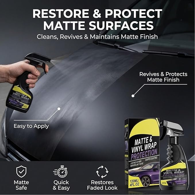 Matte Vinyl Wrap Protection Spray - Matte & Vinyl Wrap Protection Spray,Matte Finish Detailer for Cars, Cleaning and Maintenance, Coating Care