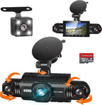 360 Degree View 4 Channel Dash Cam Front and Rear Inside Left Right, TOPGOOSE Dash Camera for Cars FHD 1080P,Free 64GB Card,Multi-Ch Dash Camera for Cars,Black Box Trafflc Recorder,G-Sensor