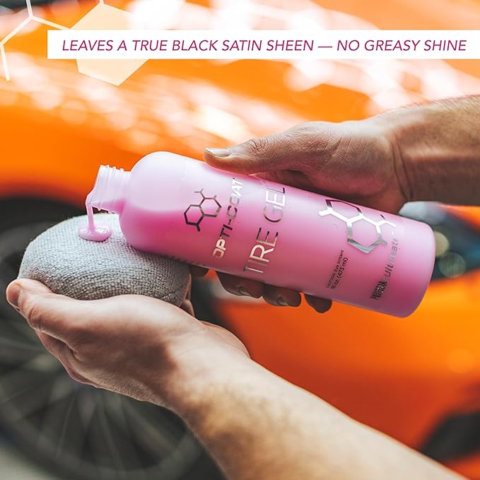 OPTI-COAT – Tire Gel – High Gloss Finish and Excellent Durability; Used to Protect and Dress Tires, Wheel Wells, Interior, & Exterior Plastic Trim; Protects from Ozone, UV, & Oxidation (16 Fl. Oz.)