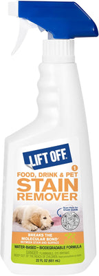 Motsenbocker's Lift Off 40501 Food, Drink, and Pet Stain Remover Spray Eliminates Tough Stains from Multiple Surfaces, Excellent as a Pre-Wash Laundry Treatment, Water-Based, 22 Fl Oz, Pack of 1