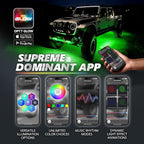 OPT7 Aura Pro Rigid RGB LED Underglow Kit for Trucks Trailers Pickups with App & Remote Control, Multi Colors Music Modes, 4 PCS Waterproof Aluminum Light Bars, Exterior Neon Under Car Lights