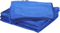HARFINGTON 4 Pack Microfiber Cleaning Cloth, 16" x 16" Multi-Functional Cleaning Towels Reusable Absorbent Rags for Car Wash Kitchen Household Window Clean, Sapphire Blue
