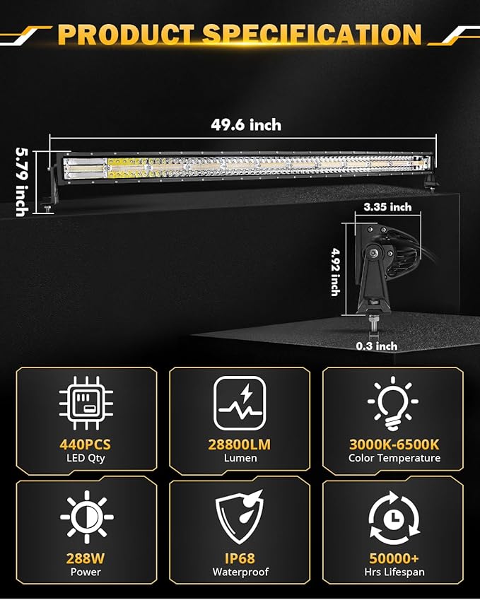 Auxbeam 42 Inch LED Light Bar, 240W Curved 6 Modes Amber White Strobe Fog Lights, Spot Flood ComboOffroad Driving Light for Truck Jeep