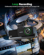 4K+2.5K+2.5K 3 Channel Dash Cam - Front/Rear/Inside - 5.8GHz WiFi 6 Dashcam with IR Night Vision, 64GB Card, 24H Parking Mode, G-Sensor - Car Dash Cam for Rideshare & Taxi
