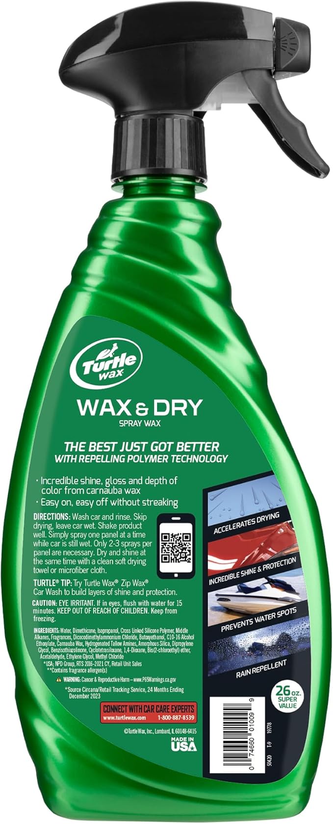 Turtle Wax 50834 1-Step Wax and Dry, Quick and Easiest Step to High Shine, for Cars, Trucks, Motorcycles and RVs, 26 oz. Double Pack with Microfiber Towel