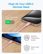 3 Pack AISNI Fast Charger Block Compatible with iPhone 17 16 15 Charger Fast Charging USB C Charger Long Type C Chargers Cord 6 FT for iP17 Air/17 Pro Max/16/15 Pro Max Series and Type C Device-Pink
