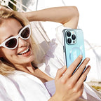Guppy Compatible with iPhone 16 Pro Max Case Magnetic, with Full Camera Lens Protector [Compatible with MagSafe] Scratch Resistant Gradient Glass Back Cover Phone Case-Blue