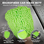 BRUSH FAMILY 3 Pack Car Microfiber Towels with Car Wash Mitt, 1200 GSM 35”x24”& 16"x16" Microfiber Car Drying Towels Ultra-Absorbent, Streak Free, Premium Double Twisted-Loop Cleaning Cloth