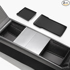 TPARTS Center Console/Armrest Organizer Tray Bottom Pad Storage Box for Tesla Model 3 Highland 2024-2026 Full Coverage Silicone Mat Non-Slip Model 3 Standard/Premium/Performance Interior Accessories