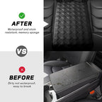 Car Armrest Cushion, 12.2"×8.3" Leather Auto Memory Foam Center Console Pad with Storage Pocket, Waterproof & Anti-Scratch Elbow Pillow Armrest Seat Box Protector, Universal Fit (Black)