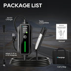 Level 1/2 Portable EV Charger for Tesla Model Y/3/S/X, Home 240V 16A (NEMA 6-20) & 120V 12A(NEMA 5-15 Adapter), Adjustable 8-16A, NACS, 25ft Cable, ETL Certified, LCD Display, Travel Bag