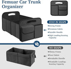 Femuar Car Trunk Organizer, Car Storage Organizer with Large Capacity Waterproof Collapsible Trunk Organizer for Car Suv/Jeep/Sedan (Grey, Standard)
