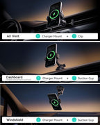 INIU Qi2 Certified 15W Car Phone Holder Wireless Charger, Ultra-Stable 22N for MagSafe Car Mount Charger with Cooling Fins & RGB Lighting Only for iPhone 16/15/14/13/12 Series, Purple