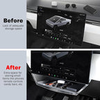 Under Screen Storage Box for Tesla Cybertruck 2024 2025 2026, Center Console Hidden Dashboard Organizer Tray with Anti-Slip Liner, Cybertruck Interior Accessories