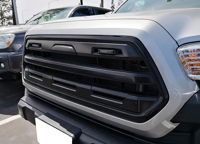 iJDMTOY Smoked Lens Amber LED Grille Lights Kit Compatible With 2012-up Toyota Tacoma, Center Set 2-Piece Marker Lamps w/Wiring & Hardware