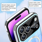 Guppy Compatible with iPhone 17 Pro Max Magnetic Case, with Full Camera Lens Protector [Compatible with MagSafe] Scratch Resistant Gradient Glass Back Cover Phone Case-Blue
