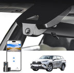 Front 4K & Rear 1080p Dash Cam Custom fit for Toyota Highlander& Hybrid Gen4 UX70 2020 2021 2022 2023 2024 2025 2026 (Model A), XLE XSE Limited Platinum, Integrated OEM Look, App & WiFi, 128GB Card