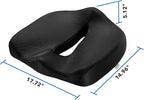Mount-It! Office Seat Cushion, Premium Comfort Chair Lumbar Support, Memory Foam, Gel Filling, Ergonomic for Car, Desk, Back Hip Butt Tailbone Relief, Sciatica Cushions Washable Cover in Black