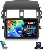 8Core 8G+128G for Toyota Corolla 2009-2013 Android 15 Car Stereo Carplay Android Auto, Rimoody 9 Inch QLED capacitive Screen with Bluetooth 5.0 FM/AM/RDS DSP-36 GPS WiFi Mirror Link Backup Camera
