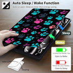 Case for 7" Kindle Paperwhite 12th Generation 2024 & Kindle Colorsoft Signature Edition,Leather Folio Adjustable Stand Cover Auto Wake/Sleep for Kindle Paperwhite 2024,Green Pink Footprint