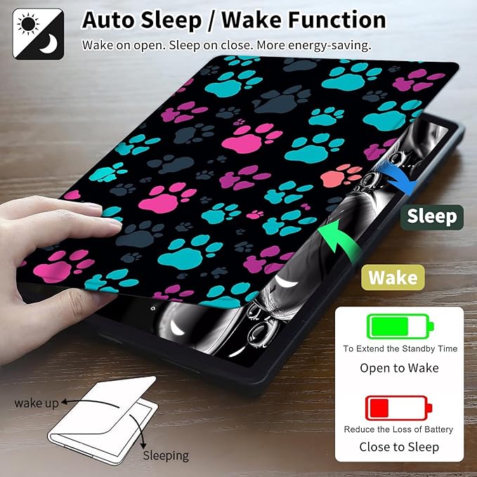 for Kindle Paperwhite Case,6" Kindle Paperwhite 4 10th Generation Case 2018 & Kindle Paperwhite Signature Edition,Leather Slim Adjustable Stand Cover Auto Wake/Sleep,Green Pink Footprint