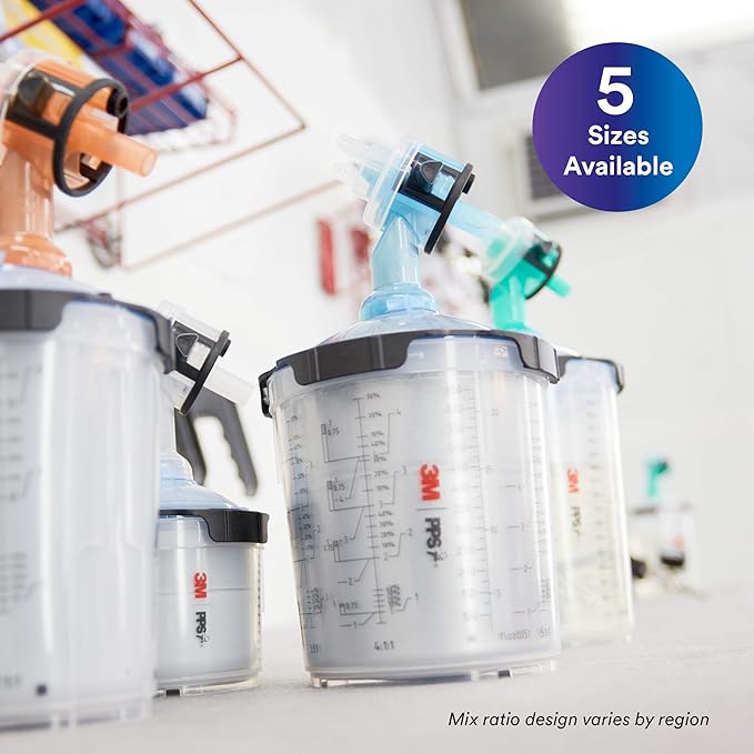 3M PPS Series 2.0 Paint Spray Gun System Refill Kit with Lids and Liners, 26171, Midi, 13.5 oz, 200-micron Filter, Use for Cars, Furniture, Home, 12 Disposable Lids, 12 Liners and 16 Sealing Plugs