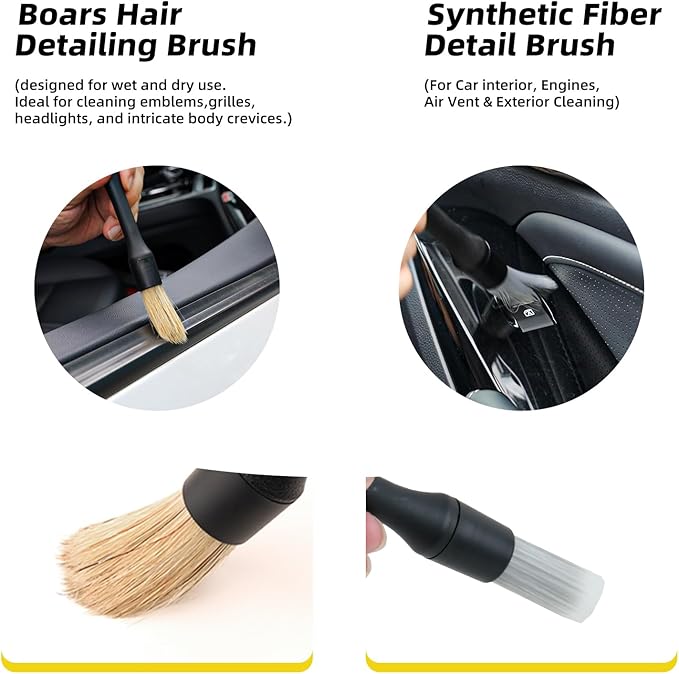Professional Car Interior Detailing Kit - Scratch-Free Brushes, Vent Cleaner & Gel for Deep Clean | 10-Piece Set to Clean Leather Dashboard AC Vents (SUV Truck Car)