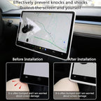 TOPABYTE 3PCS Center Console Accessories for Tesla Model Y 2021-2024 and Model 3 2021-2023 Cup Holder Insert, Screen Edge Protector Frame, Silicone Wireless Charger Mat, White