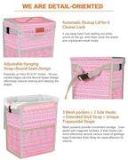 Pritent Car Trash Can with Lid, Cute Leakproof Car Trash Garbage Bag Hanging Vehicle Trash Bin Small Portable Automotive Garbage Cans Organizer for Back/Front Seat/Console(2.8 Gallons,Pink Print)