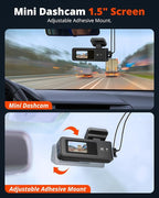2K Dash Cam Front and Rear with 64GB SD Card, Wireless WiFi Dash Camera for Cars, 1.5'' Screen Mini Dashcam Front and Back, Support G-Sensor/Time Lapse 2 Kinds Parking Monitor