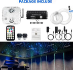 AMKI Dual Color 32W Twinkle 2300pcs 0.03in 16.4ft Fiber Optic Lights Starlight Headliner Kit,Pure White Meteor Shooting Star 200pc Fiber,Sound Mode Starlight Box for Car Movie Theater Home Ceiling