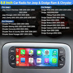 [4G+64G] Car Radio for Dodge RAM 2002 2003 2004 2005 2006, for Jeep Wrangler 2003 2004 2005 2006,Jeep Grand Cherokee 1999-2004, Support Wireless Carplay&Android Auto, 6.8 inch IPS Touchscreen