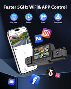 4 Channel Dash Cam 360 View for All-Round Protection, 4-Way Front Rear Inside Recording, Built-in 5G WiFi & GPS, APP Control, 8 IR Night Vision, 24H Parking Monitor, G-Sensor, Free TF Card
