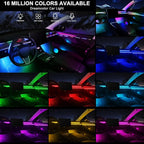 Dreamcolor Acrylic Interior Car LED Strip Light with Wireless APP, RGB 22 in 1 with 175 inches 600 LEDs Fiber Optic Ambient Lighting Kits, Dynamic Chasing Music Sync Neon LED Strip for Car Accessories
