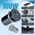 Acegoo 118W 12V USB Outlet 100W Type-C Laptop Car Charger,18W QC3.0 USB-A Dual Port Fast Charging Socket, Replacement Car Charger Accessories for RV Camper Trailer Truck Boat Golf (1Pcs)