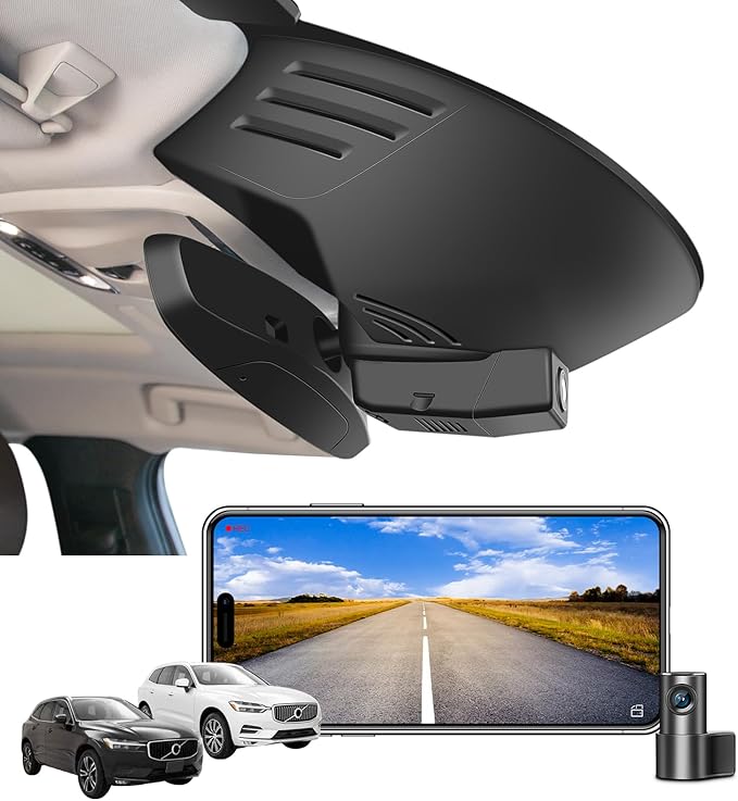 Mangoal Front 4K & Rear 1080P Dash Cam Custom for XC60 2018 2019 2020 2021(Model C),T5 T6,Integrated OEM Look, UHD 2160P Video, WiFi & App,Loop Recording,G-Sensor,Easy to Install,128GB Card