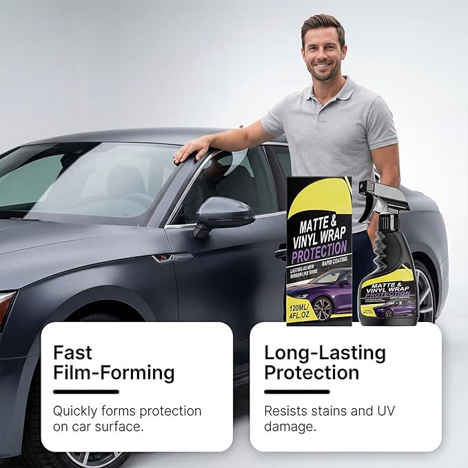 Matte & Vinyl Wrap Protection Spray, 2026 New Cars Vinyl Wrap Protectant Cleaner, Quick Drying Matte Paint Cleaner for Car, Matte Finish Detailer and Spray Sealant for Cars (5Sets)