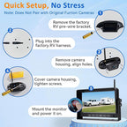 20-Mins Easy Install RV Backup Camera Wireless for Furrion: HD 1080P Rear View Camera with 7-Inch DVR Monitor - Clear Night Vision Wide View Reverse Camera with AI Detection