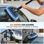 20FT Car Wash Brush with Long Handle - Car Cleaning Kit with 8 Attachments, 180° Rotating Mop, Foldable Bucket, Scratch-Free Soft & Hard Brushes for Cars, Trucks, SUV, RV, Home Windows & Siding