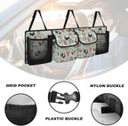 Farm Rooster Car Backseat Trunk Organizer for Women Pink Peony Flowers Hanging Car Storage Organizer with Extra Storage Space for SUVs,Trucks,Vans